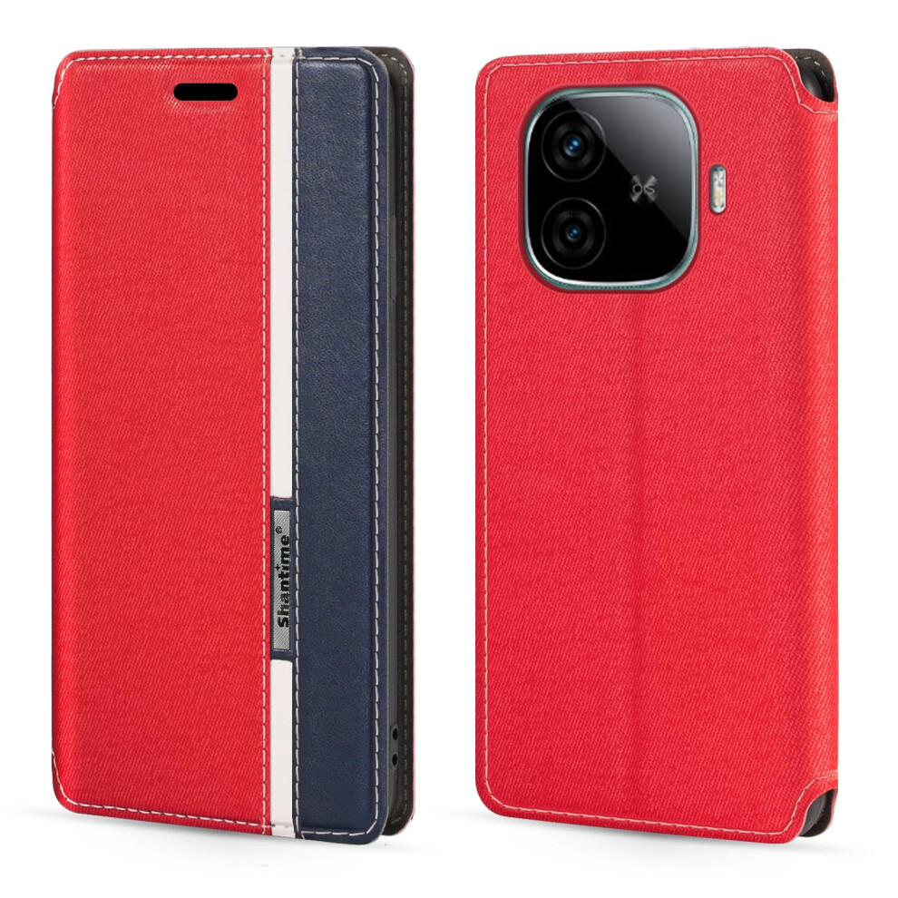 Magnetic Leather Wallet Case For Vivo Iqoo Z9 Turbo 5G, Flip Cover With Card Holder And Full Body Protection (Red) Red 9771547567073