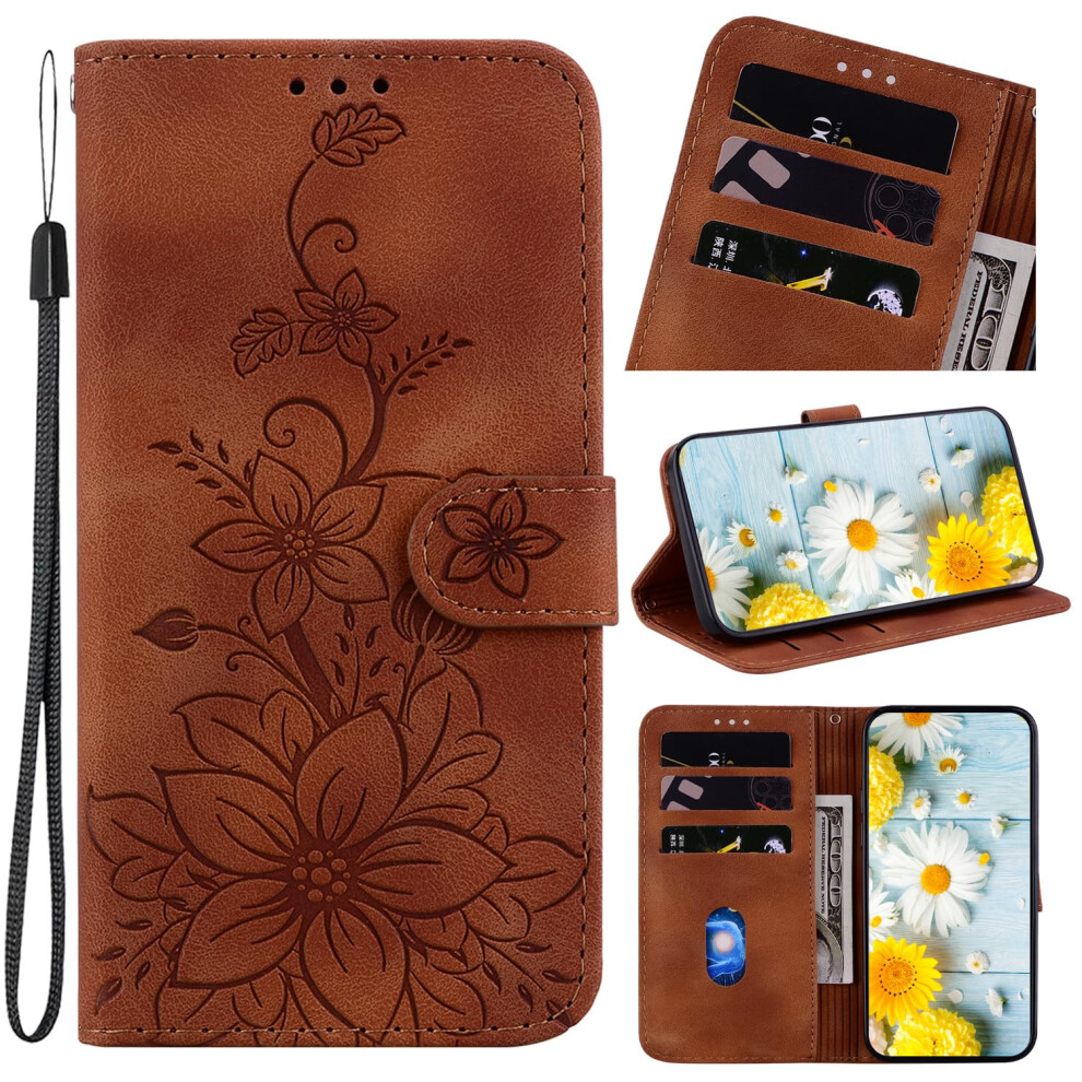 Leather Wallet Case Flip Cover With Card Holder Magnetic Lock And Lanyard For Sony Xperia Xz3 Brown 9092120199208
