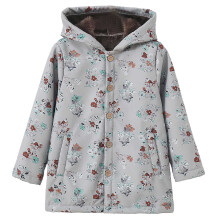 Winterjacke für Kleinkinder (Jungen und Mädchen) mit Cartoon-Prints, Kapuze, dick gefüttert, winddicht, mit Knöpfen, warm, langärmelig, mit
