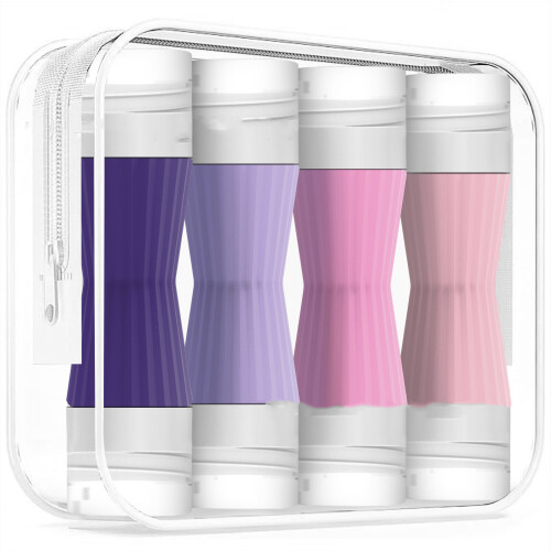 Colorful Striped Silicone Refillable Bottles With Two-P