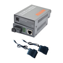2 convertidores de medios Fast Gigabit Ethernet de 1,25 Gbps, puerto SC de 10/100M/1000M, 3 km a puerto RJ45, fibra monomodo SC, hasta 3 km