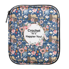 Empty Crochet Hook Case Portable Travel Crochet Storage Bag Organizers Zipper Bag with Web Pocket & Crochet Holder Slots