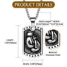 Punk Boxing Glove Pendant Necklace – Stainless Steel, Unisex, Compatible with Punk & Goth Styles