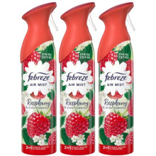3 X 185 ml Febreze Air Mist Air Freshener Spray - Raspberry & Elderflower