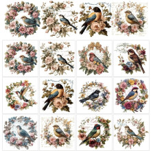 12 Sheets Rub on Transfers 12 Style Bird Wreath with Hand Write Texture Heat Transfer Film Transfer Furniture Stickers for DIY Making
