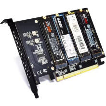 2X M.2 NVME auf PCIe X16 Adapter-Konverterkarte, 4-Port NVME-Erweiterungskarte für 2230 2242 2260 2280 SSD