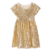 Girls Sequins Dress Kids Sparkly Glitter Short Sleeve Party Bridesmaid Wedding Midi Dress Holiday Dresses