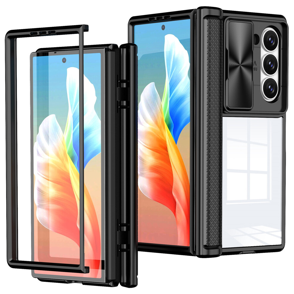 Ccsamll Clear Case For Samsung Galaxy Z Fold 6 Â Slim Spring Hinge Cover With Built-In Screen Protector & Shockproof Protection, Rd Black 9479868592797