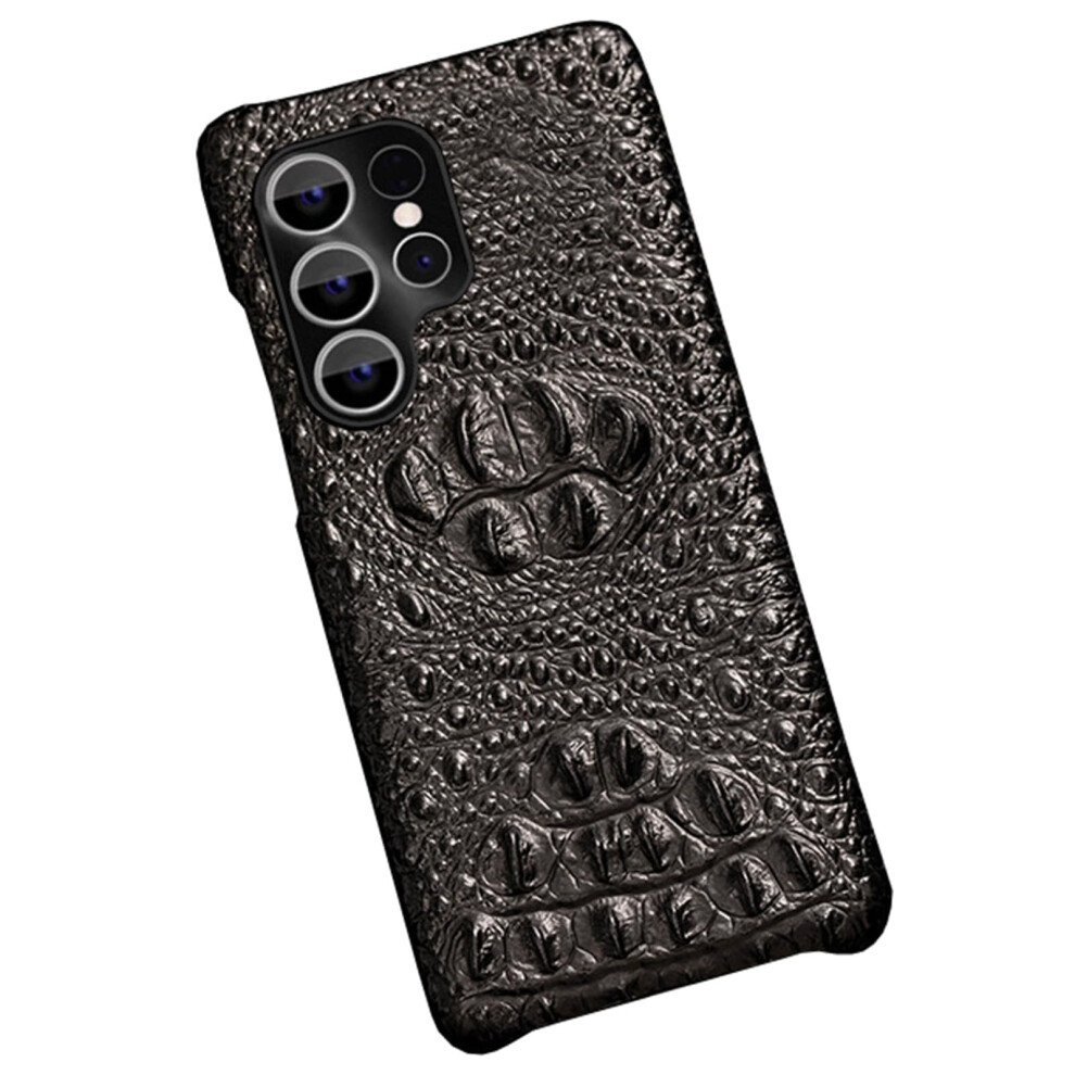 Crocodile Leather Case For Samsung Galaxy S25 S25 Plus S25 Ultra, Shockproof Drop Protection, Black 9771547584964