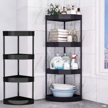 4-Tier Standing Shelf, Triangular Curved Corner Design for Small Spaces – Bathroom, Kitchen & Vanity Storage Organizer