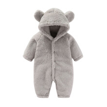 Baby Gutt Jente Snødress Fluffy Vinterfrakk Ensfarget Varme Ører Hettegenser Fuzzy Jumpsuit Antrekk Koselige Heldeler