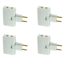 4X Rotate EU Plug Converter 3 in 1 Rotatable Outlet Extender 180 Degree Extension Plug Multi Plug Outlet Adapter,White