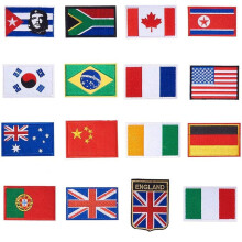 16 parches termoadhesivos con temática de bandera – Kit de apliques bordados para chaquetas, mochilas y vaqueros (compatible con todo tipo de