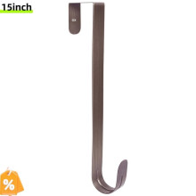 15 Inch Extra-Wide Wreath Hanger for Front Door - Decorative Metal Over-Door Hook for Christmas, Seasonal, and Holiday Wreaths (Bronze)
