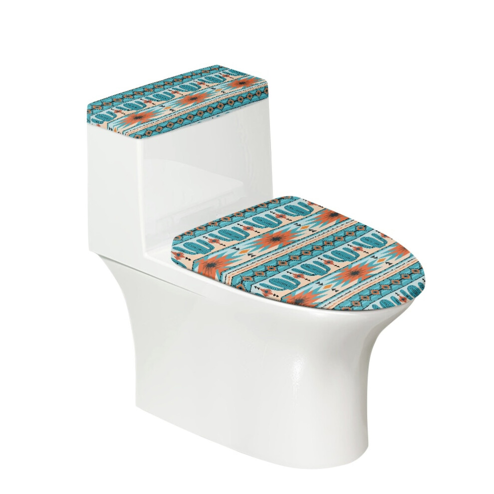 Southwest Aztec Toilet Tank Lid Cover Set, Universal Fit, Elastic Dust Cover For Standard Oblong Tanks Â Compatible With Most Toilets 9028731690124