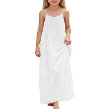 Summer Dresses Girls Sleeveless Backless Casual Dress Loose Fit Scoop Neck Maxi Dress Beach Vacation Clothes For Kids 7-13 Years Versatile Dresses