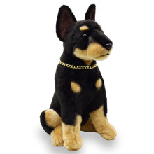 Realistický plyšový plyšový doberman, realistické plyšové zvieratká, simulačná bábika