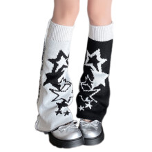 Megfordítható Macskamintás Hosszú Lábszármelegítők Harajuku Punk Kötött Lábfej Nélküli Bővülő Zokni