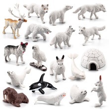 Toorise 17pcs Polar Animal Figurines with Mini Igloo – Arctic Animal Toy Set for Early Learning & Decoration, Compatible with Arctic Bear Miniatures