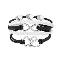 (Type 10) Leather Wrap Bracelets Girls Double Hearts Infinity Rope Wristband Bracelets Gifts