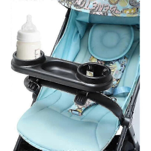 Universal Stroller Snack Tray with Cup Holder,stroller Organizer,removable Nonslip Grip Clip for Stroller Bar (black)