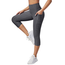 Højtaljede scrunch-leggings til kvinder, mavekontrol og anti-cellulite teksturerede capris med lommer, S-2XL, kompatibel med yoga/træning
