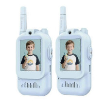 (Blue Blue, Blue) JK200 1 Pair 2.0 Inch Screen Interactive Video Walkie Talkie Set for Children 150-500m Range Communi