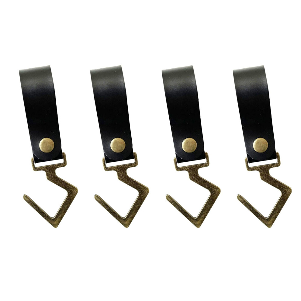 Pu Leather Strap Cookware Pot Rack Hooks Sturdy Hanging Hooks - Multiple Uses For Kitchenware, Pots, Utensils, Plants, Towels Black 9479868424142