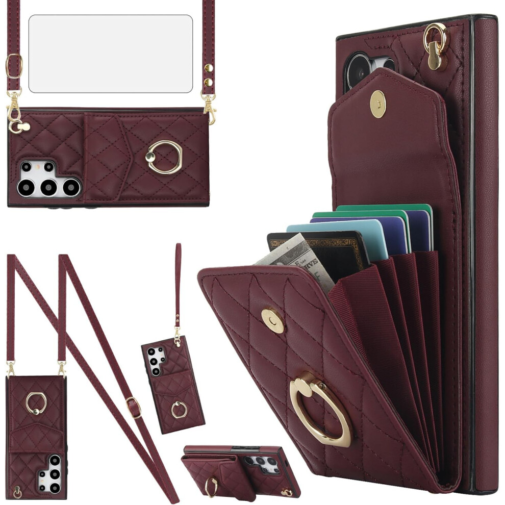 Galaxy S24 Ultra 5G Phone Case With Wallet, Tempered Glass, Wrist Strap, Rfid-Blocking Card Holder Â Compatible With S24 Ultra 9365509206836