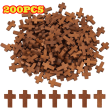 200pcs Mini Wood Cross Charms Pendants, Natural Small Wooden Cross Charms for Party Favors, Jewelry Making Supplies