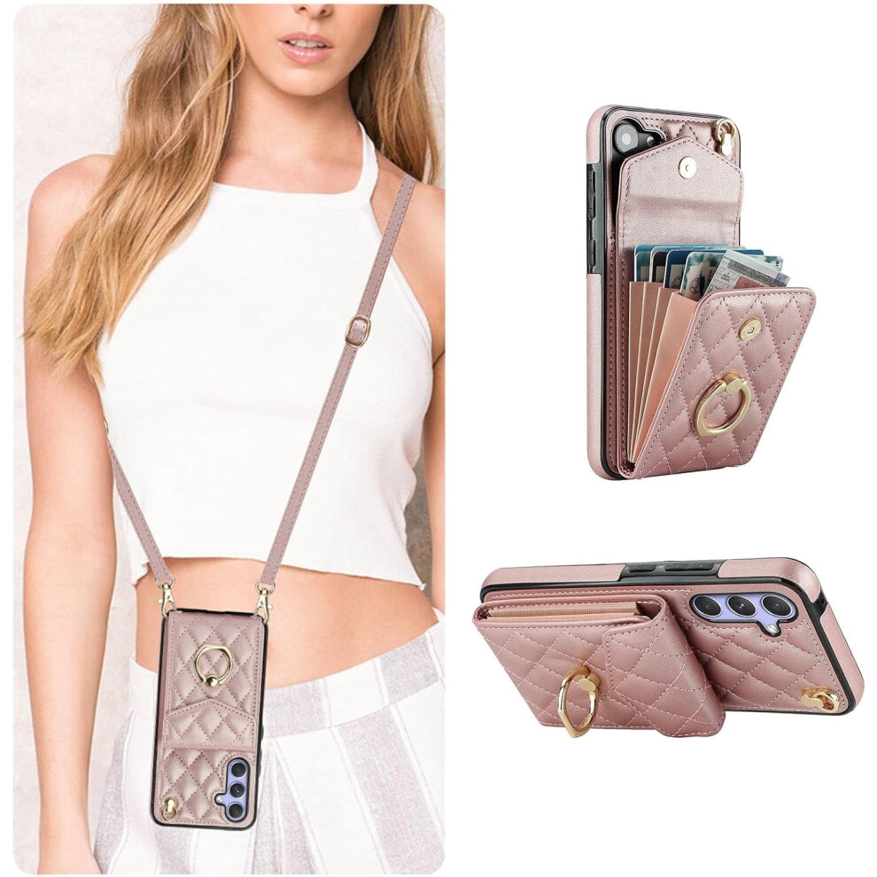 Crossbody Wallet Case Compatible With Galaxy A55 5G Â Pu Leather, Rfid Blocking, Card Slots, Kickstand, Wrist Strap 9365509207284