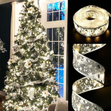 Morttic Ribbon Fairy Lights 6.5FT 20LED Silver White