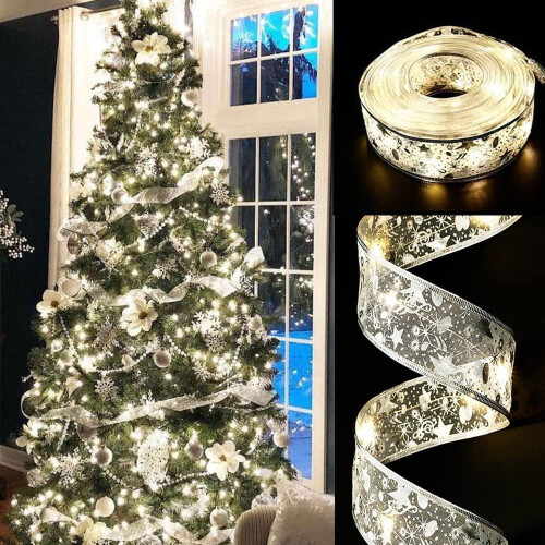 Morttic Ribbon Fairy Lights 6.5FT 20LED Silver White