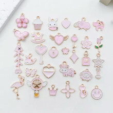 10pcs Pink Jewelry Making Charms Enamel Pendant For DIY Jewelry Making Handmade-Random 10pcs