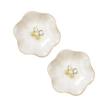 2PCS Lotus Leaf Shape Ring Holder Dish, Small Key Bowl, Ceramic Trinket Tray Jewelry Dish Organizing