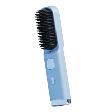 Compactly Ceramic Hair Straightener Brush With 4 Heat-Blue