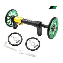 (Black rod green wheel) KINCJON Ultralight Rear Load Rack Rod Aluminum Alloy Extension Telescopic Bar New Hot