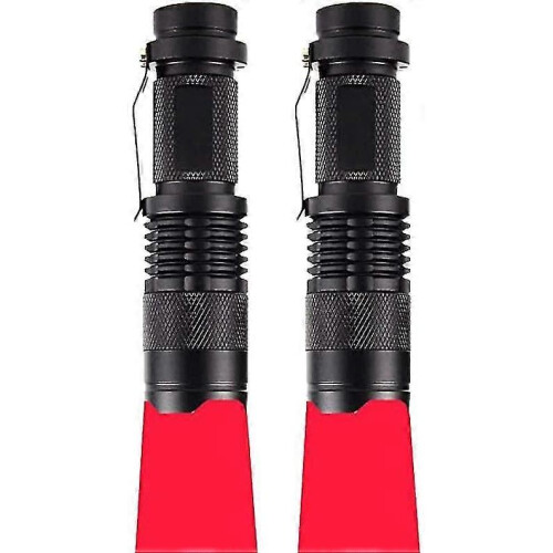 2 Pack Red Light Torch, Mini Red Flashlight Zoomable Signal Torches Waterproof