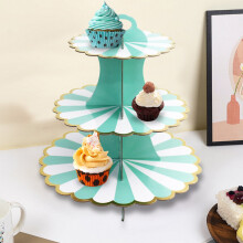 Cake Stand,Three Tier Paper Foil Cake Display Stand,Decorative for Kids Adult Birthday Party Anniversary Celebration