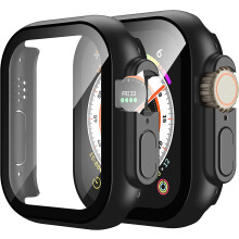 XiHAMA Hartschalen-PC-Schutzhülle mit gehärtetem Glas, kompatibel mit Apple Watch Series 9, 8, 7 und Ultra