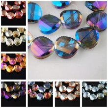 10pcs 12/14/18mm Twist Coin Faceted Crystal Glass Loose Beads for Jewelry Making-14x6.5mm-Lt Champagne