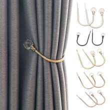 2 Pcs Curtain Hooks High Strength Stainless Wall Mounted Fixation Curtain Home Living Room Curtain Holders,Rose Gold
