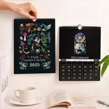 Qocolhg Dark Forest Lunar Wall Calendar 2025 – 12 Original Monthly Illustrations, 11"x8", Home & Office Art Decor