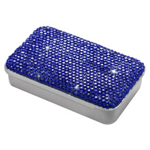 Boîte de rangement élégante en métal à dessus coulissant-Bleu