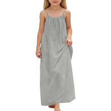 Summer Dresses Girls Sleeveless Backless Casual Dress Loose Fit Scoop Neck Maxi Dress Beach Vacation Clothes For Kids 7-13 Years Stylish Dresses