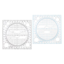 SEWACC Zeichenwerkzeug für technisches Zeichnen, 2 multifunktionale Schablonen, ABS, blau, für Anfänger, 12,00 x 12,00 x 0,50 cm
