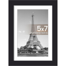 5x7 Picture Frame, Display Pictures 4x6 with Mat or 5 x 7 Without, Wall Hanging Photo Frames, Black, 1 Pack