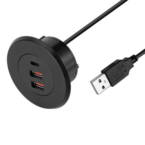 Integrert bordlader med USB- og type C-utganger, rund innebygd montering
