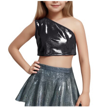 Girls Sequin Crop Top Fashion Party Short Blouse