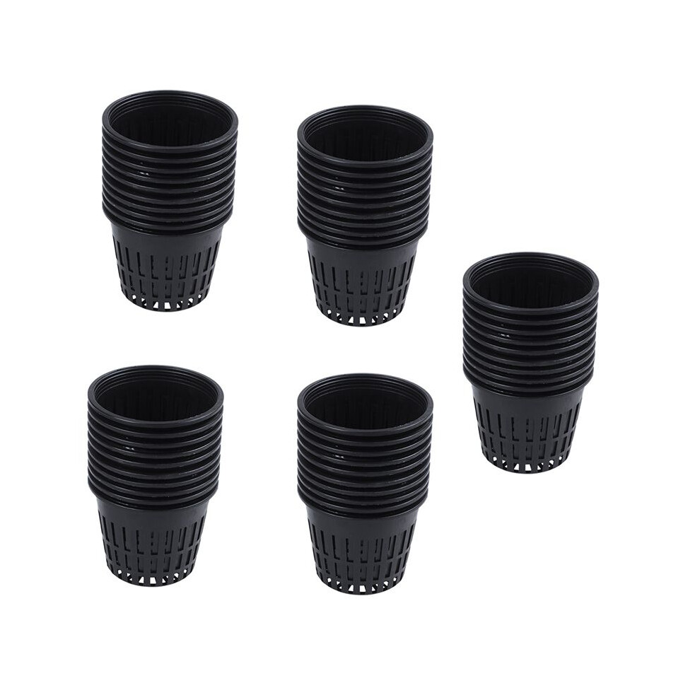 Semoic 50Pcs 3 Inch Heavy Duty Mesh Pot Net Cup Basket Hydroponic Aeroponic Planting Grow Clone Black